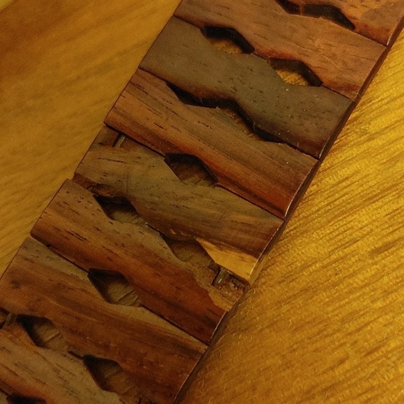 Wooden Articulated Belt w Buckle Wooden Inlay Work Size XS to S